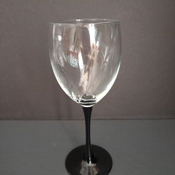 Cristal d'Arques Astra Goblet Black Stem Swirl Optic Clear Bowl Vintage France - Picture 9 of 13